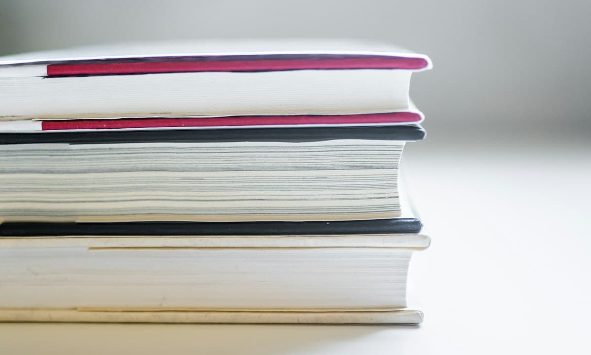 Stack of books on a table