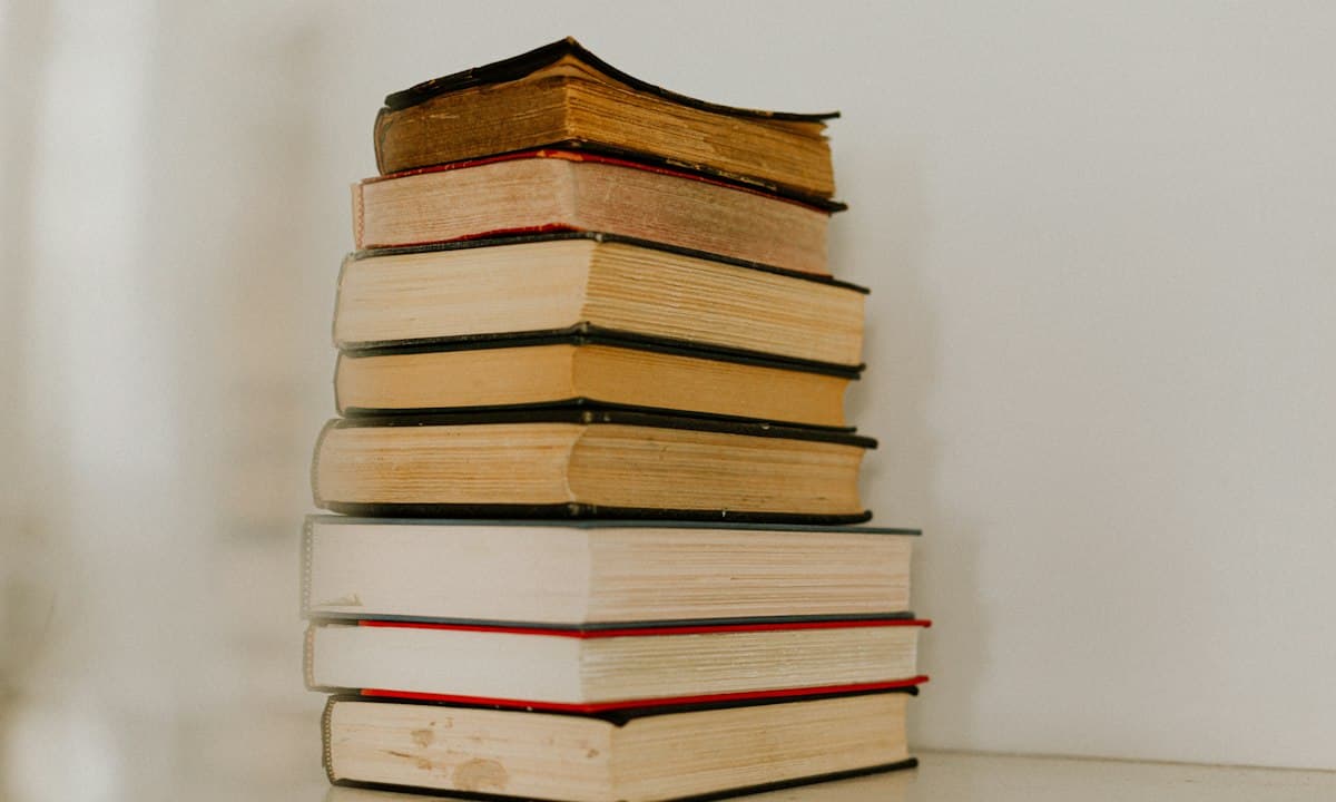 Stack of books on a light surface